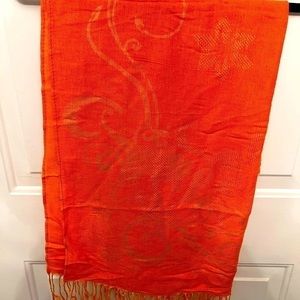 Pashmina orange scarf wrap. 70 inches long